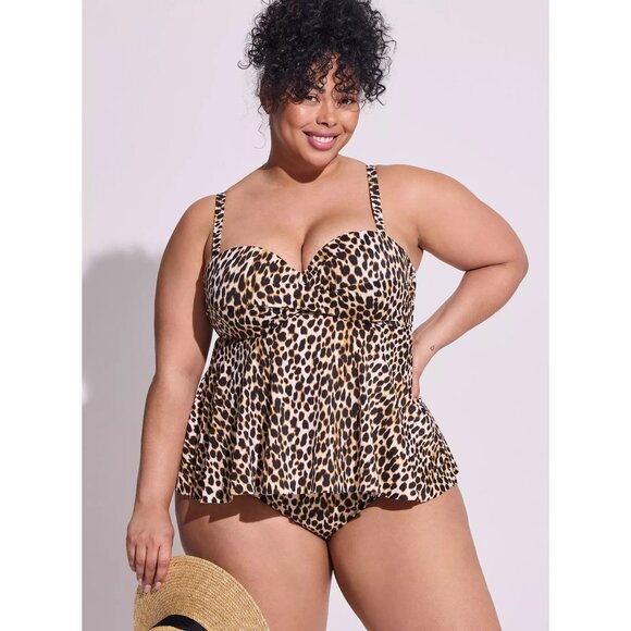 NWT Torrid Underwire Twist Front Cheetah Tankini Top Sz M/L 00/D/DD - Picture 2 of 13